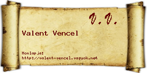 Valent Vencel névjegykártya